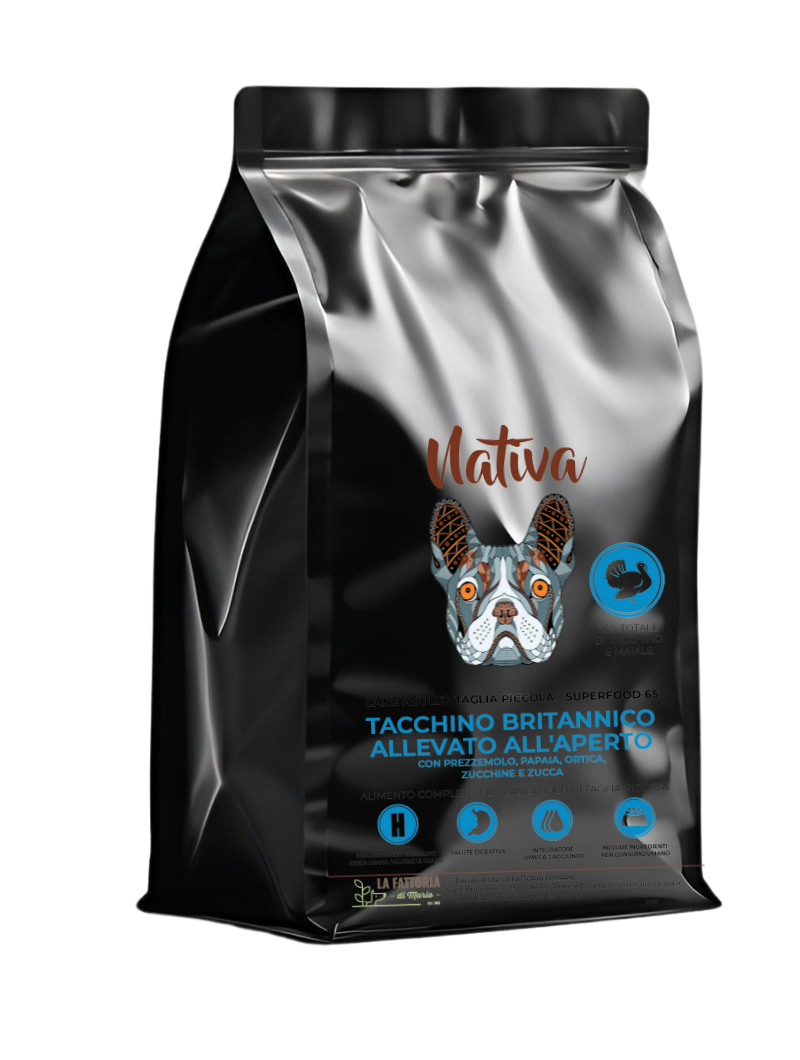 Cane Taglia Piccola - 65% Tacchino Con Prezzemolo, Papaya, Zucchine e Zucca