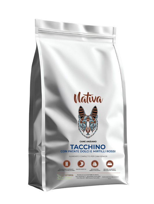 Cane Anziano - Tacchino con Patate Dolci e Mirtilli - Grain Free e Monoproteico